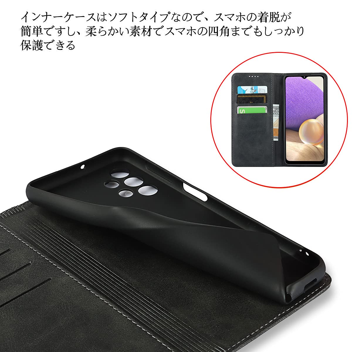 Samsung Galaxy A32 ブラック 本体 ケース付き New Samsung Galaxy A32 Dual-SIM SM-A326B 64GB+4GB Black